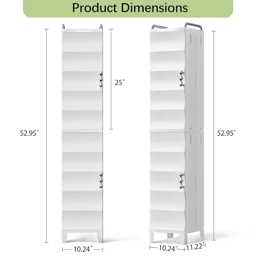 VECELO Narrow Storage Cabinet, 54.3” Tall Slim Storage Organizer with Adjustable Shelves, Magnetic Doors, for Small Space Kitchen, Bathroom, Laundry & Bedroom, White