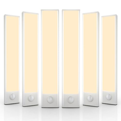 6 Pack Under Cabinet Lighting Wireless, 40 LED Rechargeable Battery Motion Sensor Light Indoor, Stick On Magnetic Closet Lights, Under Counter Lights for Kitchen, Stairs, Warm 10 in - color: Warm White Light, size: 10 inch