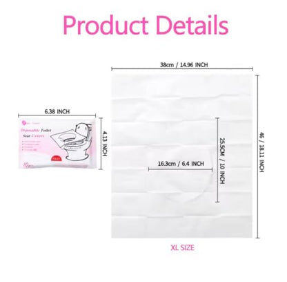 Disposable Toilet Seat Covers – Pack of 10 | XL size | Portable & disposable Travel Toilet Covers for Adults & Kids | Individually Wrapped | Fits Public Toilets | Eco-Friendly