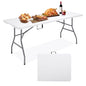 6FT Folding Camping Table Portable 350lbs, 6 Foot Folding Picnic Card Table for Outdoor, Plastic Rectangular Dining Work Tables for Indoor, Heavy Duty Fold-in-Half Tray Tables, 71x29 inch - size: 6 FT