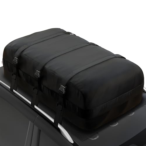 iBirdie Roof Rack Cargo Carrier 32.1 Cubic Feet, XXL Soft-Shell Rooftop Cargo Box, Waterproof Heavy Duty 1200D for Car with/Without Roof Rack, Includes Anti-Slip Mat, Door Hooks, 60x37x25 inches