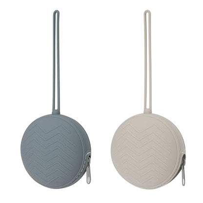 2 Pack Silicone Pacifier Holder Case, Bpa-Free Newborn Pacifier Pouches For Baby Boys & Girls, Portable Container Case (Light Grey/Tradewinds) - color: Tradewinds, Light Grey