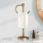 BESy 17 Inch Antique Brass Stand Towel Bar Hanger Hand Towel Bar Bathroom Vanity Countertop Towel Holder Free Standing Stainless Steel Towel Ring Hardware Accessories Towel Rack - color: Antique Brass