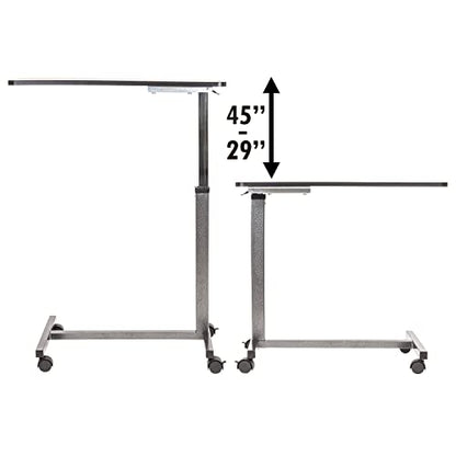 Roscoe Medical Hospital Bed Table, Rolling Overbed Table, Laptop Tables for Recliner, Bed, Bedside and Sofa - Computer Tables, Hospital Tray, Adjustable with Wheels and Secure Height Adjustment