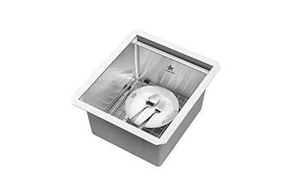 STARSTAR Workstation Ledge Undermount Single Bowl 304 Stainless Steel Kitchen Sink, With Grid, Cutting Board (14 x 18) - size: 14 x 18