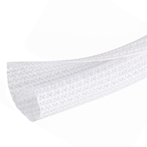 25ft - 1/2 inch Cord Protector Cable Sleeve Split Wire Loom Tubing for Power Cord Audio USB Cable, Cord Sleeve Cable Management for TV Computer, Cord Protectors from Pets Chewing, White - color: White, size: 1/2"-25ft