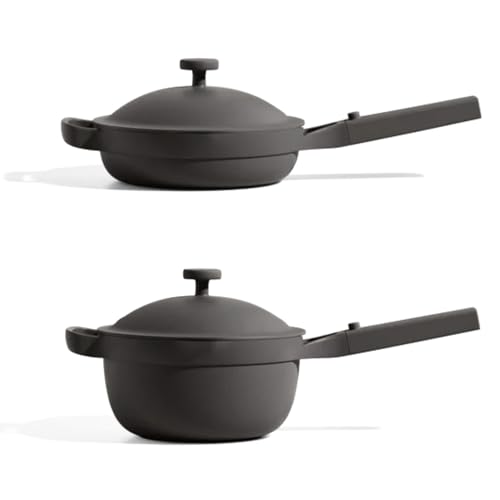 Our Place Mini Cookware Duo | 6-Piece Ceramic Cookware Set with Mini Always Pan & Mini Perfect Pot | Induction & Oven Safe up to 450°F | Nonstick, PFAS-Free Non-Toxic Cookware | Char - color: Char, size: Mini