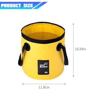 Bittwee 20L 5 Gallon Car Collapsible Bucket with Handle, Outdoor Vehicle Washing Water Folding Container, Leakproof Portable Automotive Wash Basin, Universal for SUV RV Truck (Yellow) - color: Yellow
