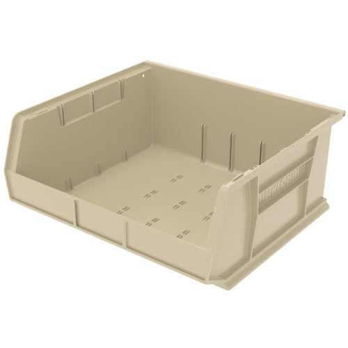 Akro-Mils 30250 AkroBins Plastic Storage Bins, Space-Saving Stackable Bins for Garage, Pantry, Craft Organization, 15" x 16" x 7", Stone, 6-Pack - color: Stone