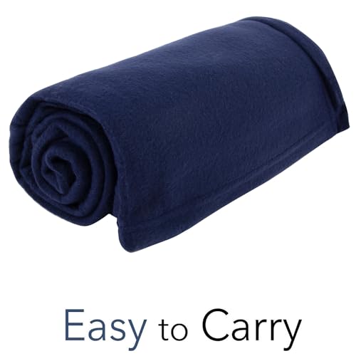 (24 Pack) Bulk Fleece 50x60 Throw Blankets for Wedding Favors, Homeless Women, Men, Homes, Bed, Sofa, Couch, Office, Pet Blankets, Travel | Soft Warm Lightweight Throw Blankets in Bulk (Navy) - color: Navy Blue