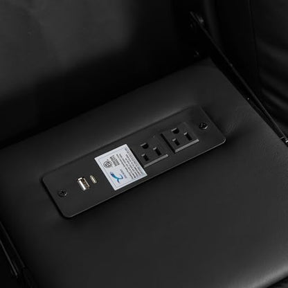 URRED Power Loveseat Recliner Sofa with Massage and Heat, Wall Hugger Reclining Loveseat with Console, RV Couch Home Theater Seating with LED Lights for Living Room (Black, 67" - 2 Seats) - color: Black, size: 67" - 2 Seats