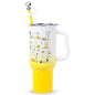 Silver Buffalo Peanuts Iconic Scenes Charlie Brown, Snoopy, Woodstock, Lucy, Sally, Linus Double Walled Stainless Steel Tumbler with Handle, Straw, & Straw Cap, Fits in Standard Cup Holder, 40 Ounces - color: Peanuts Iconic Scenes