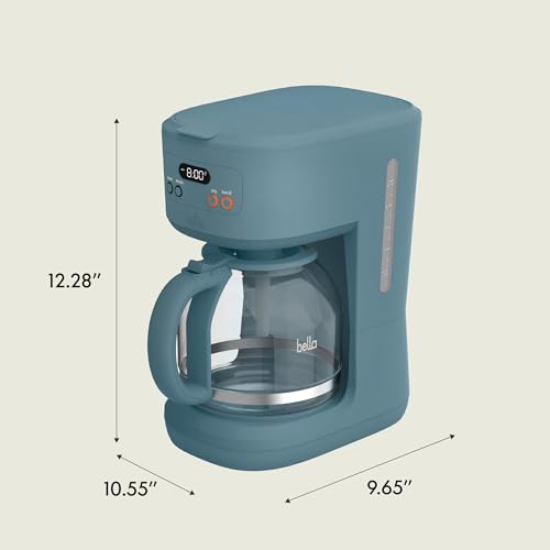 bella 12 Cup Programmable Coffee Maker, Reusable Dishwasher Safe Accessories, Easy LCD display, Auto Shutoff, 900 watt, Surf - color: Surf