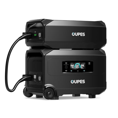 OUPES Guardian 6000 Dual Battery System: 9216Wh Power Station with 6000W Output, 120V/240V Dual Voltage, Expandable Home Backup with Transfer Switch Ready & App Control - style: Guardian 6000+G5 Battery