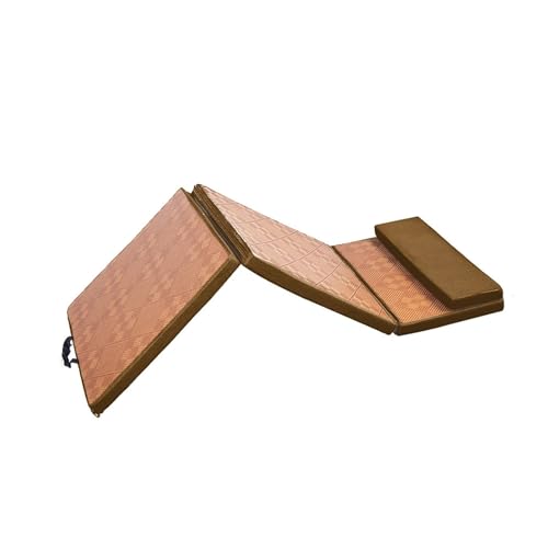Rattan Summer Cooling Sleeping Mat – Foldable Memory Foam Mattress with Pillow, Portable Air Conditioning Mat for Floor, Travel, RV, Camping, Guest Room, Yoga – 60x180cm(Brown) - color: Brown