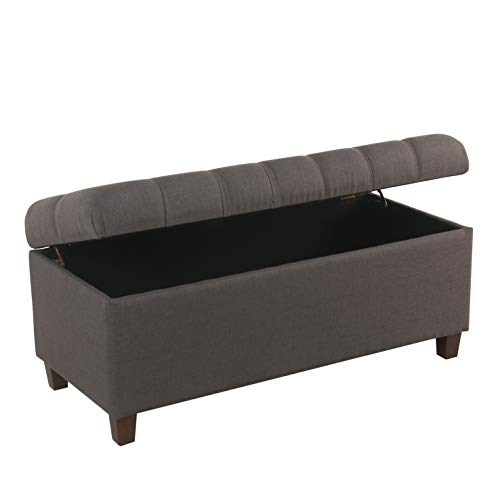 HomePop Ainsley 40" Storage Ottoman Bench - Charcoal Gray - color: Charcoal Gray
