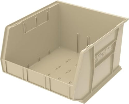 Akro-Mils 30270 AkroBins Plastic Storage Bins, Space-Saving Stackable Bins for Garage, Pantry, Craft Organization, 18" x 16" x 11", Stone, 3-Pack - color: Stone