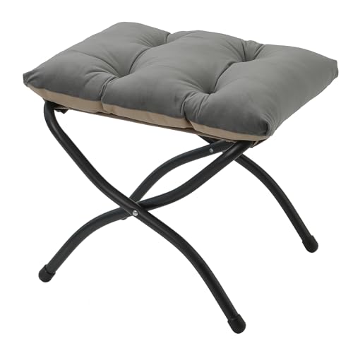 15"(H) Folding Ottoman, Foldable Footrest Stool, Portable Small Foot Stool for Couch, Collapsible Foot Rest Ottoman for Sofa, Accent Padded Ottomans for Living Room, Bedroom, Dark Grey - color: Dark Grey