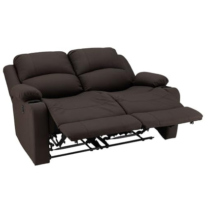 Camper Comfort 58" Wall Hugger Reclining RV Theater Seats | Double Recliner RV Sofa | RV Couch | Wall Hugger Recliner | RV Theater Seating | RV Furniture (Powered, Chocolate) - color: Chocolate, style: Powered