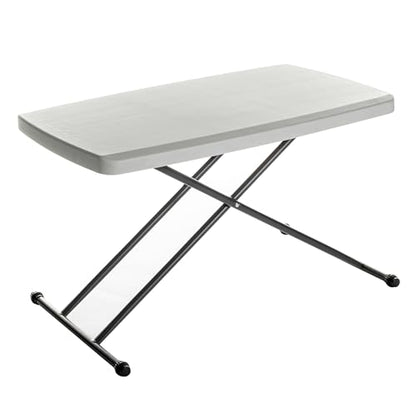 Iceberg Small Camping Personal Folding Table, Heavy Duty Utility Table, Adjustable Height, Platinum, 19.5” L x 30” W x 28" H - color: Platinum