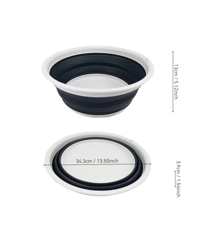 SAMMART 7.5L (1.98 Gallon) Collapsible Tub - Foldable Dish Tub - Portable Washing Basin - Space Saving Plastic Washtub (Grey/Slate Grey) - color: Grey/Slate Grey