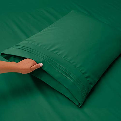 Hearth & Harbor Twin Size Sheets - 3 Piece Bed Sheet Set, Hotel Luxury Double Brushed Bed Sheets - Extra Soft Bedding Sheets & Pillowcases, Twin, Hunter Green - color: Hunter Green, size: Twin