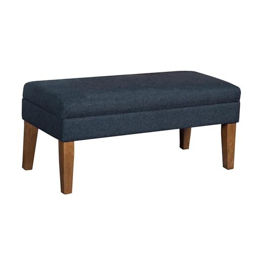 Homepop Home Decor | Upholstered Decorative Storage Ottoman Bench | Ottoman Bench with Storage for Living Room & Bedroom | Decorative Home Furniture, Navy Large - color: Navy