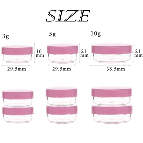 5 Gram Sample Containers with Lids, Mini Makeup Containers, Empty Plastic Travel Cosmetic Containers with Labels(50 Count, Pink Lid) - color: Pink