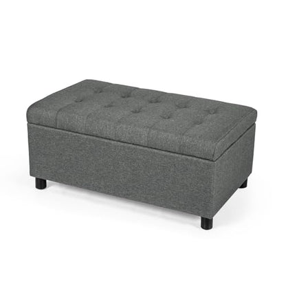 Joveco Rectangular Lift Top Storage Ottoman Bench, Tufted Storage Bench for Living Room Entryway Bedroom (Gray) - color: Fabric Gray
