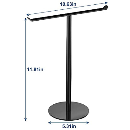 Towel Rack T-Shape Hand Holder for Bathroom,Headband and Lightweight Bathroom Racks,Kitchen Black Holder,Stainless Steel Waterproof Counter Organizer - color: Black