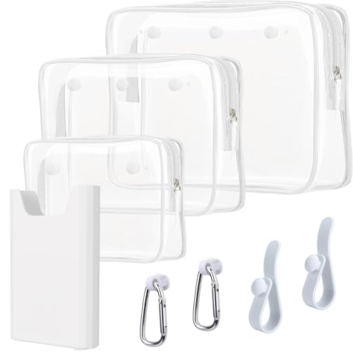 3 Packs Clear Bogg Beach Tote Bag with 2 Pack Insert Hooks Accessories for Bogg Bags Travel Makeup Clean Toiletry Brush Organizer Cosmetic Divider Storage Inner Pouch - color: White set of 4