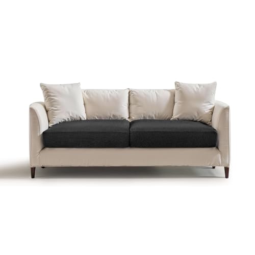 SUBRTEX Stretch Cushion Covers Couch Cushion Slipcovers RV Seat Covers Chair Loveseat Sofa Cushion Protector Spandex Elastic Furniture Protector for Seat(Black, 2 Pieces) - color: Black, size: 2 pieces