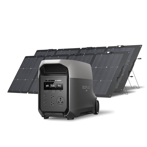EF ECOFLOW DELTA 3 Ultra Portable Power Station with 2X220W Solar Panels, 3072Wh LiFePO4 Battery, 3600W (Surge 7200W) Output, Solar Generator for Home Use, Camping Accessories, Emergencies & RV Backup - style: DELTA 3 Ultra+2*220W Solar Panel