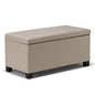 SIMPLIHOME Dover Storage Ottoman Bench - 36 inch Wide Upholstered Vegan Leather Rectangular Lift-Top Ottoman in Satin Cream, Contemporary Bench for Living Room with Safety Hinges - color: Satin Cream