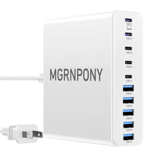 USB C Charger Block, 10-Port USB C Charging Station GaN III PD 65W Laptop Fast Charger Adapter for MacBook Pro/Air, DELL, iPad, iPhone, Samsung Galaxy White - color: White