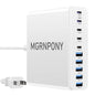 USB C Charger Block, 10-Port USB C Charging Station GaN III PD 65W Laptop Fast Charger Adapter for MacBook Pro/Air, DELL, iPad, iPhone, Samsung Galaxy White - color: White