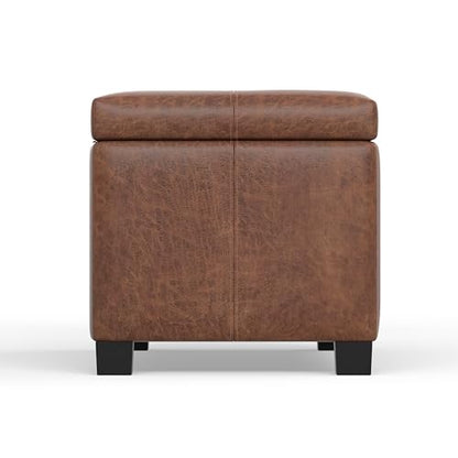 SIMPLIHOME Dover Storage Ottoman Bench - 36 inch Wide Upholstered Vegan Leather Rectangular Lift-Top Ottoman in Distressed Umber Brown, Contemporary Bench for Living Room with Safety Hinges - color: Distressed Umber Brown
