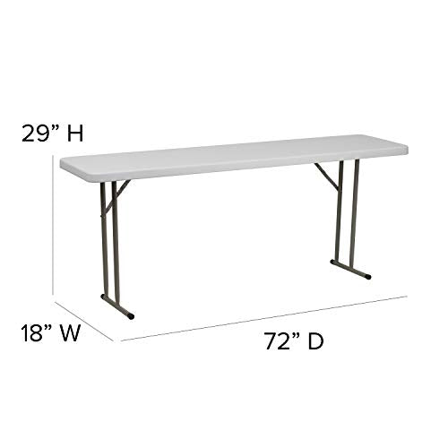 EMMA + OLIVER 6' Rectangular Plastic Folding Table, Long Plastic Foldable Table for Residential Indoor/Outdoor Events, White - color: Granite White