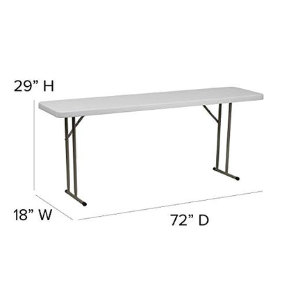 EMMA + OLIVER 6' Rectangular Plastic Folding Table, Long Plastic Foldable Table for Residential Indoor/Outdoor Events, White - color: Granite White