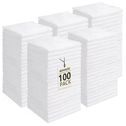 UNIMADE Washcloths Bulk - 100 Pack - Face Towels (12" x 12"), Highly Soft Wash Cloths and Hand Towels, Fast Drying Multi-Purpose Microfiber Cleansing Cloths for Bathroom, Hotel, Spa, and Salon - White - color: White, size: 100Pack
