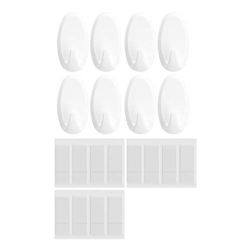 FrogTape reMOVEables Heavy Duty Wall Hooks - 8 Hooks and 12 Strips - Holds up to 3 lbs - No Damage - Easy to Remove & Reuse - Medium Wall Hook with Adhesive Strips - White (Pack of 8) - size: Pack of 8, style: Medium