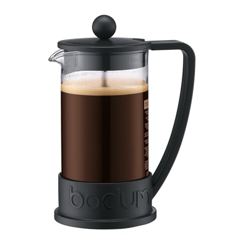 Bodum 12oz Brazil French Press Coffee Maker, High-Heat Borosilicate Glass, Black - Made in Portugal - color: Black, size: 12 oz