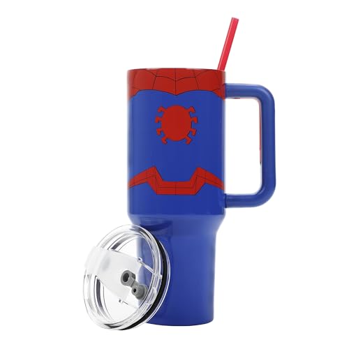 Bioworld Marvel Spider-Man Costume 40 Oz Stainless Steel Tumbler With Handle-OSFA - color: Spider-Man Costume Blue