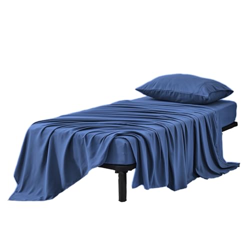 Kingnex 30x75x9 RV Bunk Sheets Set for Narrow Twin Bed Soft Brushed 1800 Microfiber 3 Piece Bedding Set Includes 1 Cot Size Fitted Sheet 1 Flat Sheet 1 Pillowcase Cot Navy - color: Navy, size: Cot 30x75 RV Bunk Set