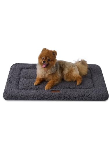 Joydeco Low Profile Dog Crate Mat Reversible Bed Pad, Washable Dog Pad Mat with Ultra Soft Fleece, Compact Design Kennel Beds Mats for Medium Small Pets, 29" x 21" Dark Gray