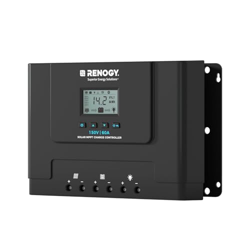Renogy 60A MPPT Solar Charge Controller 12V/24V/36V/48V Auto, 150V Solar Input Solar Panel Controller for Lithium/AGM/Gel Batteries, Off-Grid Solar Controllers Home RV Marine Workshop - style: Rover Lite 60A