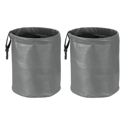 HARFINGTON 2 Packs Car Trash Can 0.9 Gallon Foldable Leak-Proof Garbage Organizer Portable Hanging Waterproof Truck Trash Bins for Van Automotive Vehicle Front Seat, Gray - color: Grey