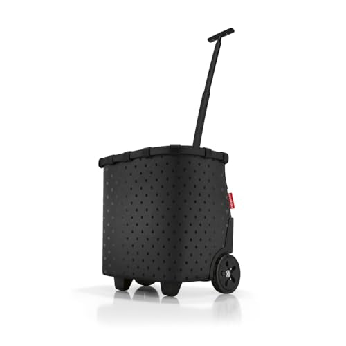 reisenthel carrycruiser glossy dots black - Portable shopping trolley with sturdy aluminum frame, shoulder strap and removable mesh inner bag -water-repellent - color: Glossy Dots Black