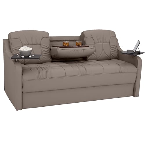 De Leon Console DX RV Sofa Bed, 78" Wide, Ultimate Leather, Light Antelope - color: Light Antelope, size: 78"