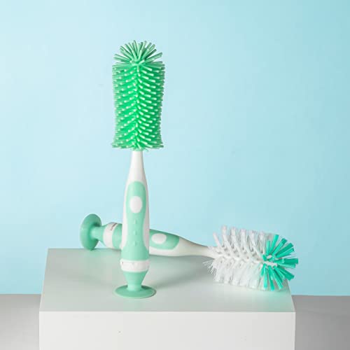 Chemimoso Multifunctional Cleaning Brush, Baby Bottle Brush, Bottle Brush Cleaner, Rotate The Suction Cup to Obtain The Small Bristle Brushes, Set Z, Green, Silicone and Nylon Brush - color: Green 1